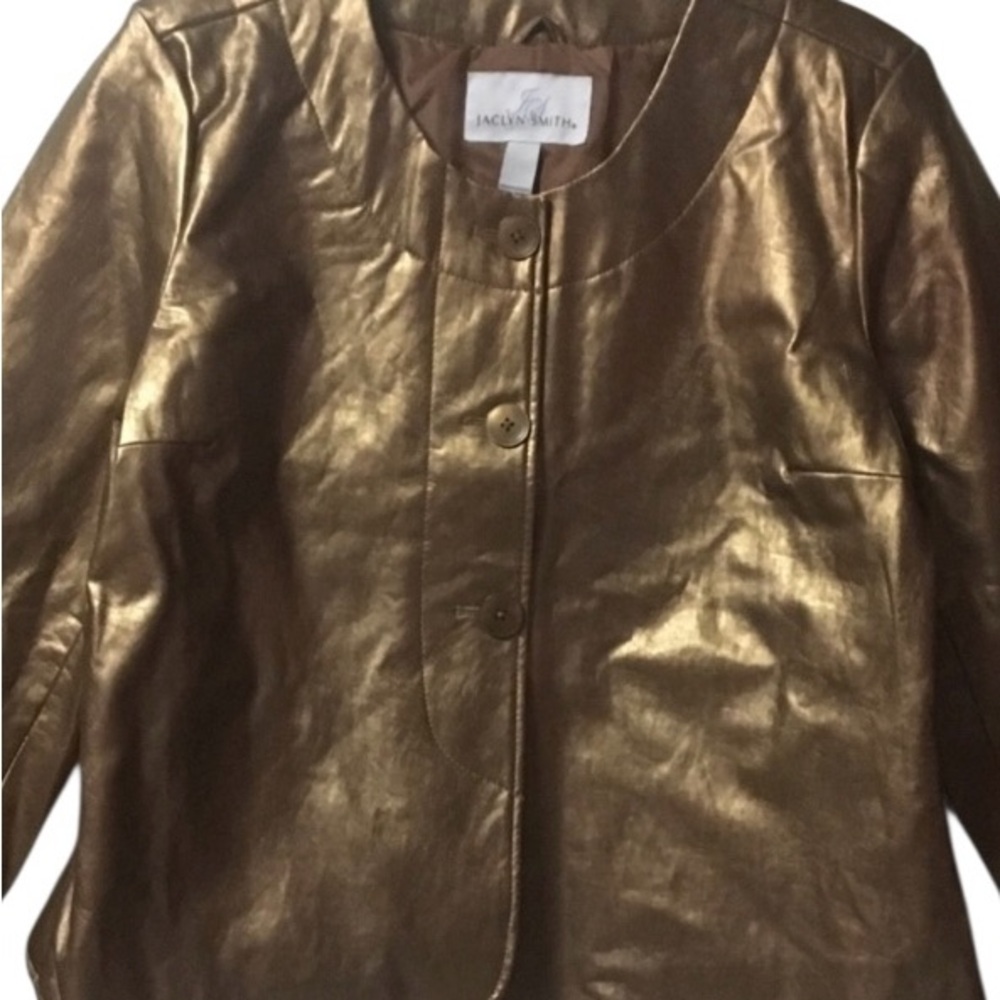 Jacklyn Smith ~ Women’s ~ Jacket ~ XL ~ Metallic Gold ~ Vintage ~ Faux Leather